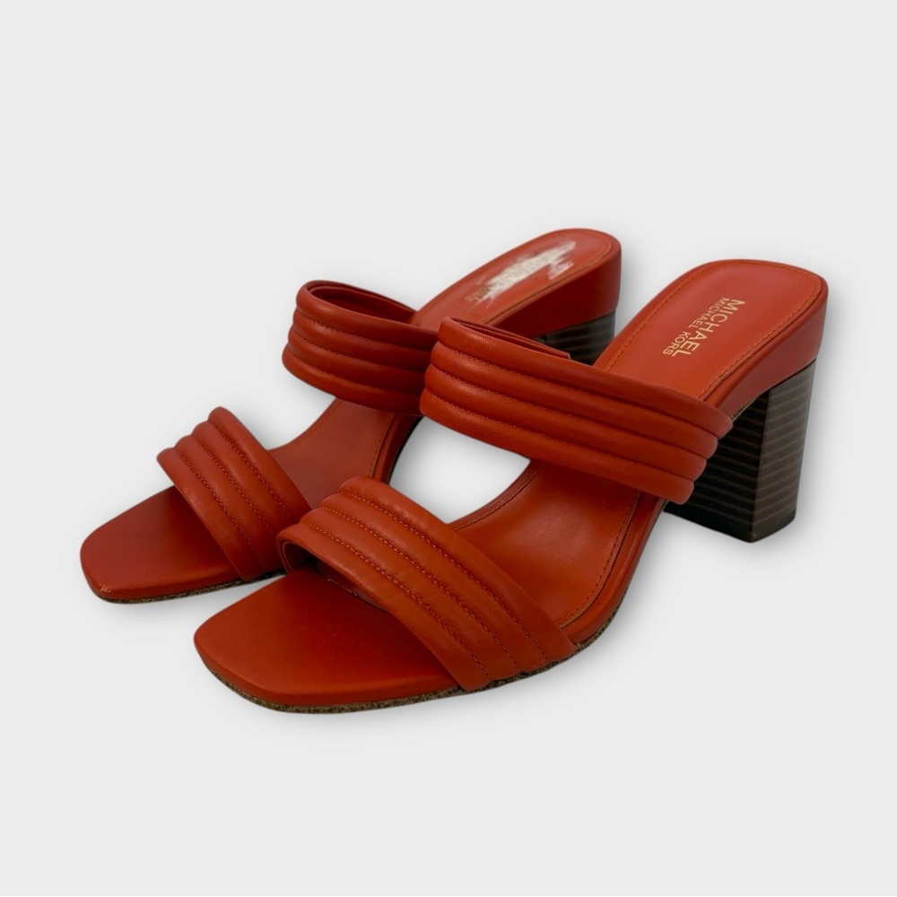 MICHAEL Michael Kors Glenda Leather Slide, Block Heel -  Orange Spice - Size 6